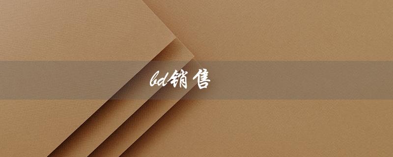 bd销售（什么是bd销售岗位）